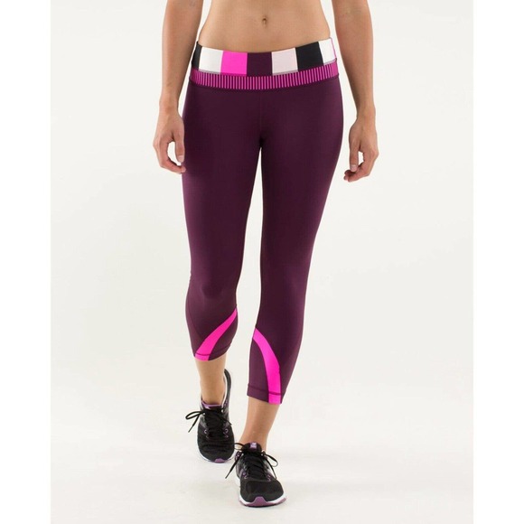 Lululemon Run Inspire Crop II Leggings Women’s Size 8 Purple Pink Colorblock - Picture 14 of 15